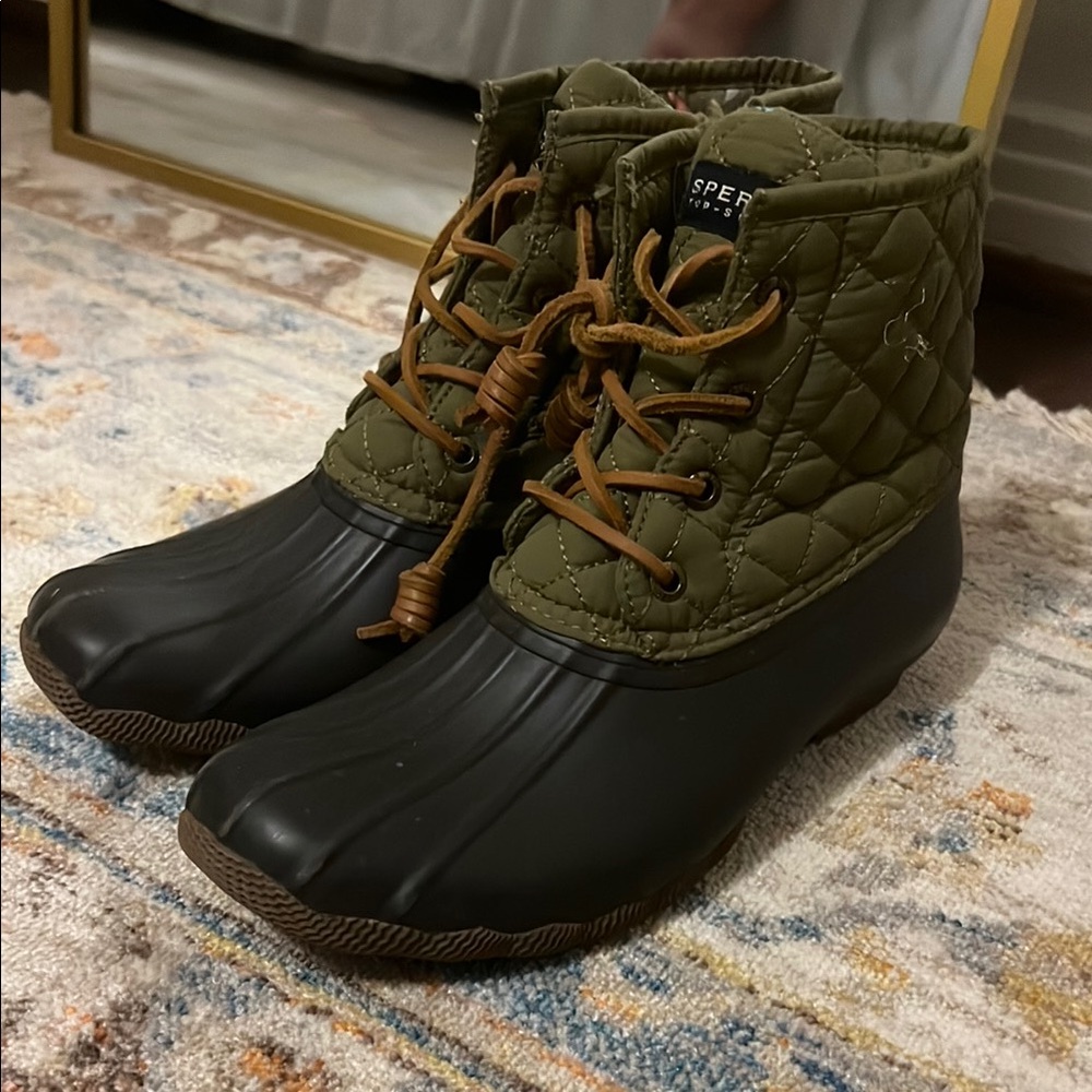 Sperry Stillwater Green Quilted Duck Boots